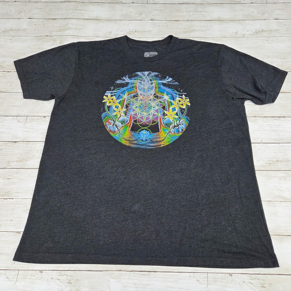 Curbside Clothing T-Shirt Men 2XL Charcoal Psychedelic Sacred Geometry Graphic